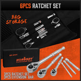 HORUSDY 3-Piece Ratchet Set, 1/4” 3/8”, 1/2" Drive Ratchet Handle Set, 90-Tooth,CR-V, Quick Release Ratchets