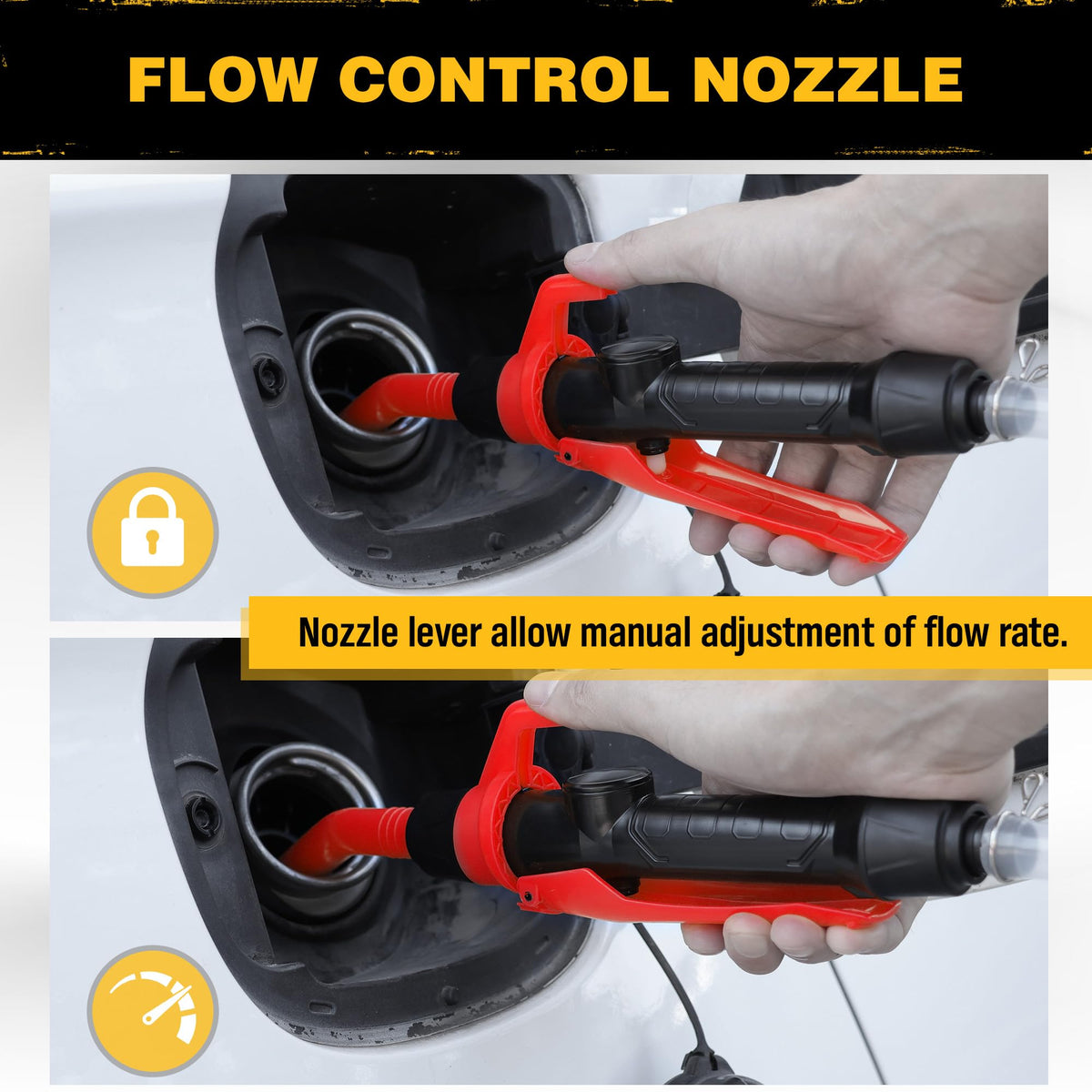 ELEAD Portable Battery Powered Pump - Red Electric Fuel/Water Transfer Pump 2.4 GPM, Liquid Siphon Pump with Adjustable Flow Control, Gas Pump with Filter Design, Gas Can Pump Ideal