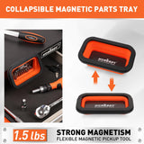HORUSDY 4 - PIECE Magnetic Pickup Tools Kit | Extendable Telescoping Magnet Pick Up Tool Set 7-30.5” & 5-25” | Bend-It Flexible Magnetic Sweeper | Collapsible Parts Tray for Garage Workshop Yard