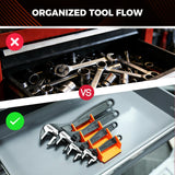 HORUSDY 4-Piece Adjustable Wrench Set With 4-Piece Magnetic Wrench Organizer Racks, 6" 8" 10" Wide Jaw Black Oxide Wrenches with Tool Roll Pouch, Metric&SAE Scales, CR-V Steel for Home Garage Workshop