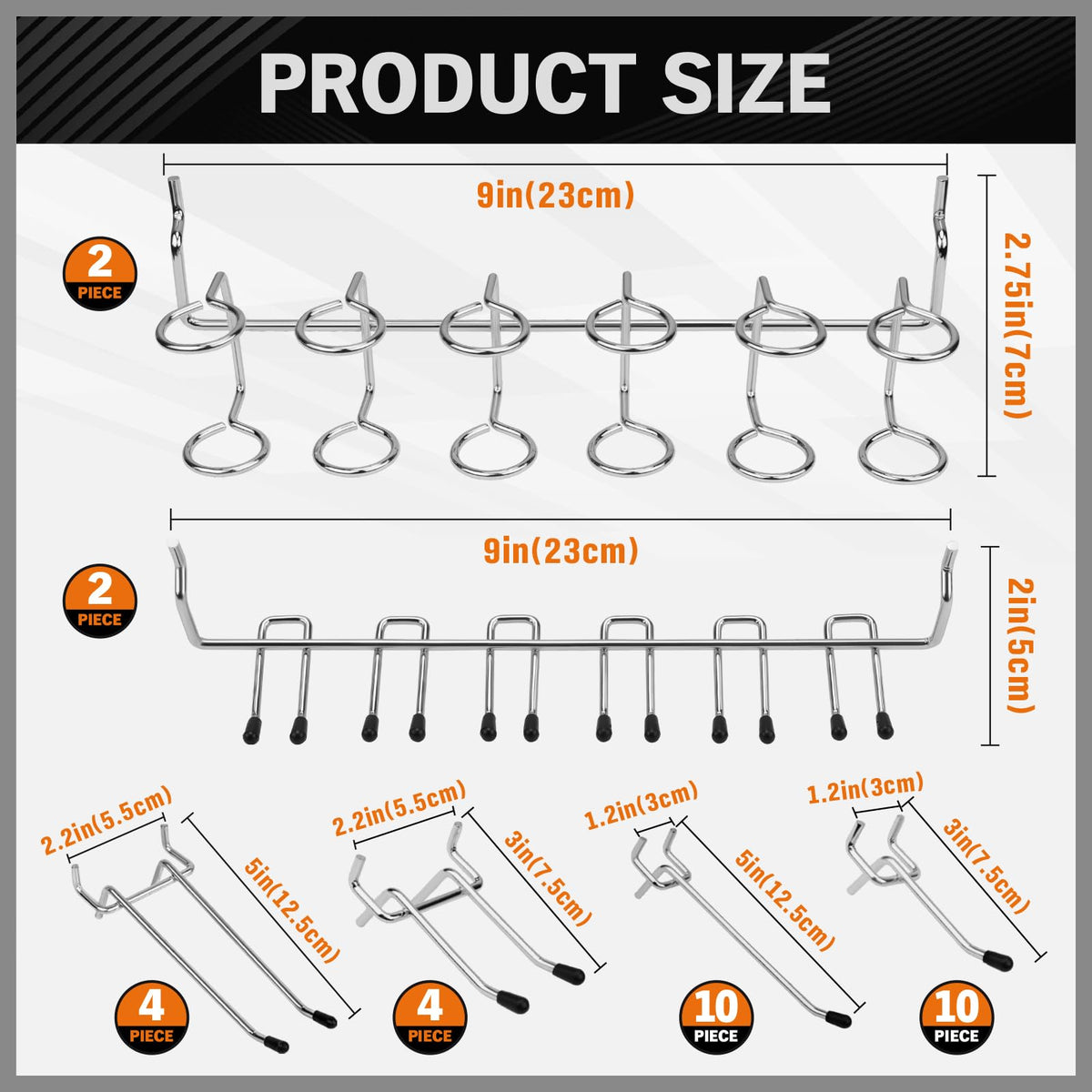 HORUSDY SKU 88083 - Pegboard accessory dimensions