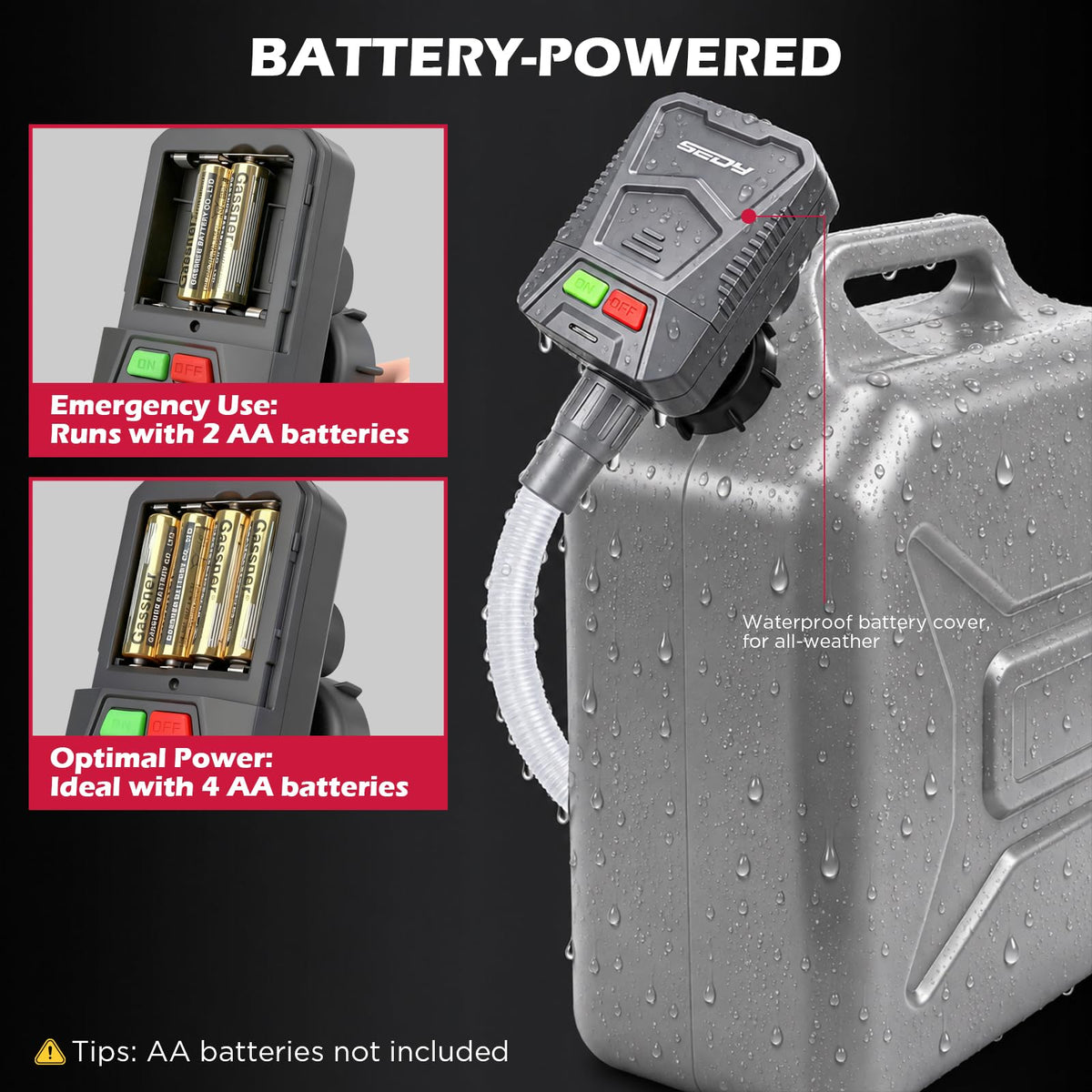 Automatic Fuel Transfer Pump with Auto-Stop, Battery-Operated Gas Can Pump