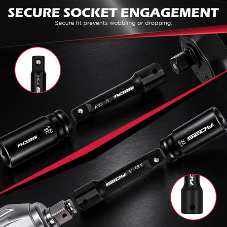 32-Piece 1/2" Drive Impact Socket Set, Metric SAE Deep Sockets, CR-V Steel