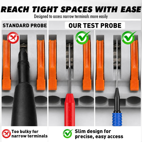 14-Piece Automotive Back Probe & Multimeter Needle Probe Kit, 30V 4mm Banana Plug Backprobe Pins, CAT II 600V 10A 2mm Insulated Test Probes, Stainless Steel Tips for Car Electrical Circuit Testing