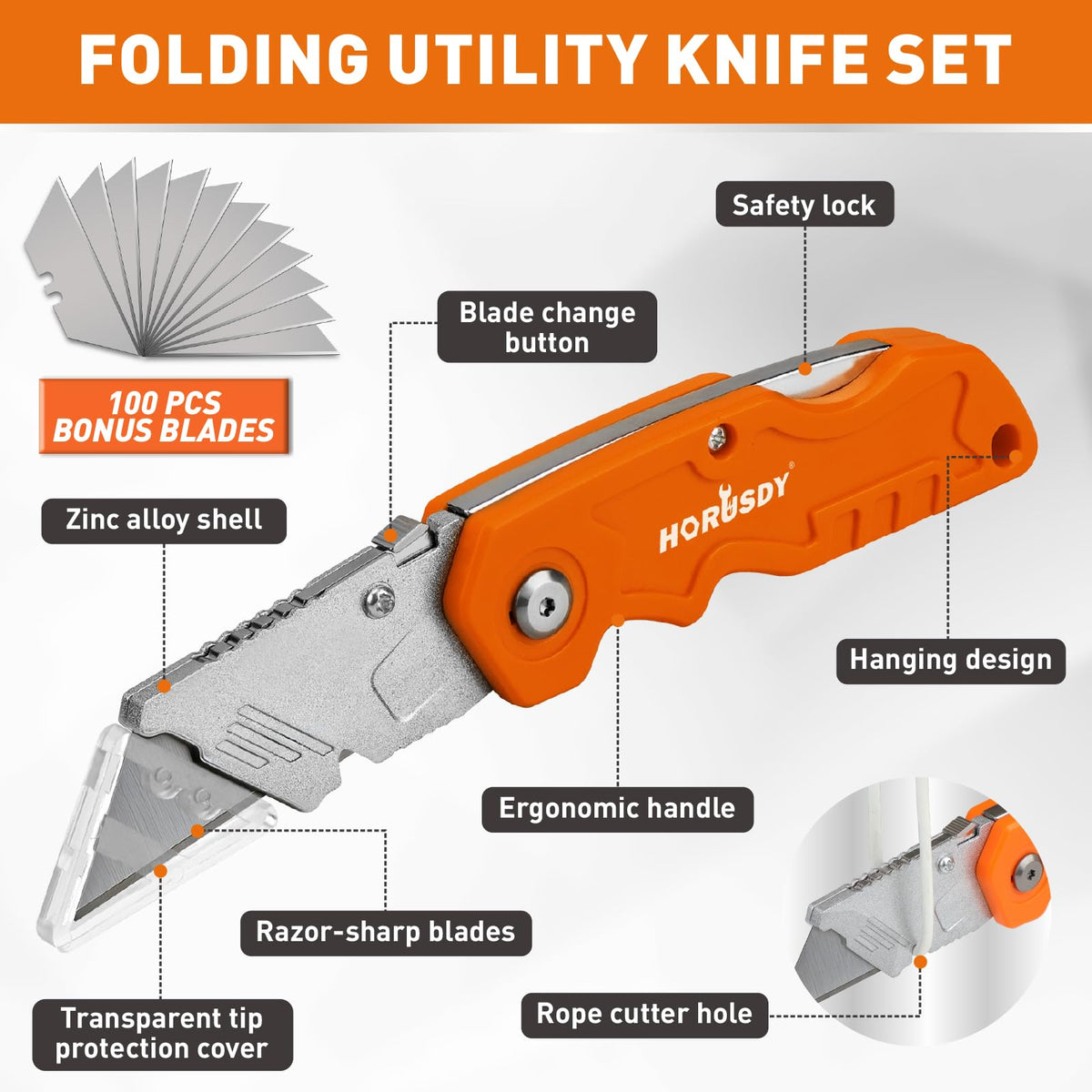 HORUSDY Folding Utility Knife Set with Extra Blades