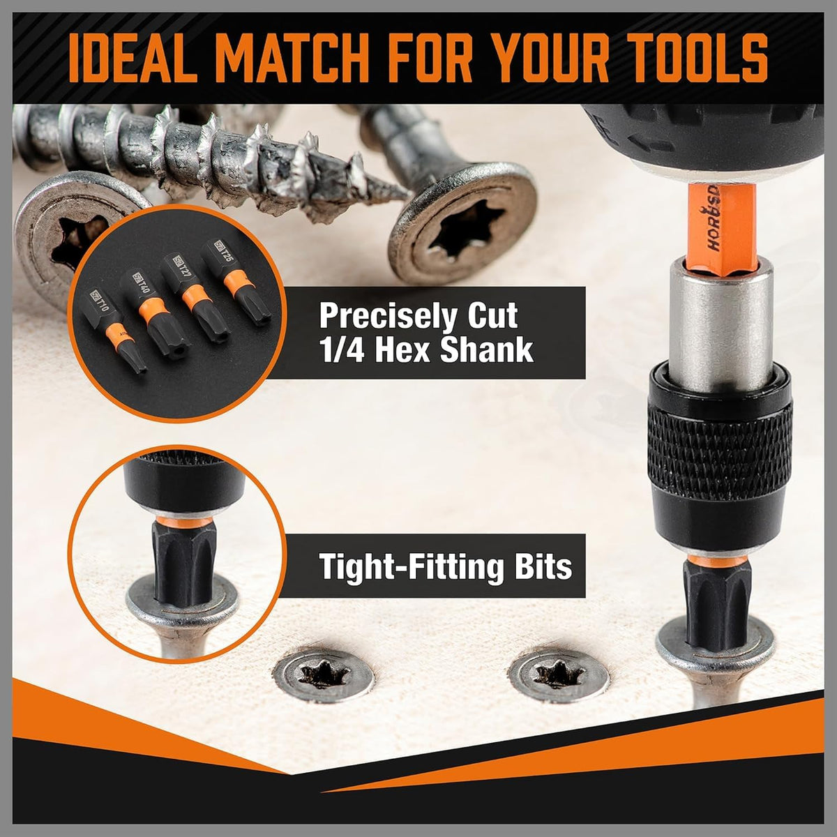HORUSDY Tamper Proof Torx Bit Set, 13-Pieces T5-T40 Security Torx Bits with Magnetic Tips, Torque Star Bits with 2.1" Self-locking Quick Change and Storage Box, S2 Steel