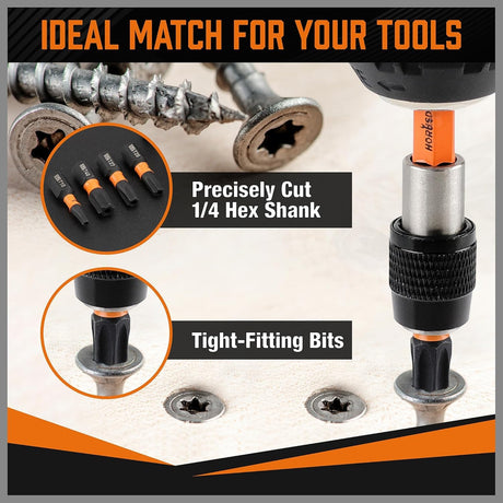 HORUSDY Tamper Proof Torx Bit Set, 13-Pieces T5-T40 Security Torx Bits with Magnetic Tips, Torque Star Bits with 2.1" Self-locking Quick Change and Storage Box, S2 Steel