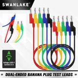 SWANLAKE 5-Piece Dual-Ended Banana Plug Test Leads, 1000V 15A 3.5ft/1M Multimeter Electrical 4mm Banana-Plug, Flexible Copper Banana Cable, Electrical Test Wires