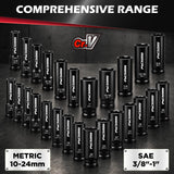 32-Piece 1/2" Drive Impact Socket Set, Metric SAE Deep Sockets, CR-V Steel