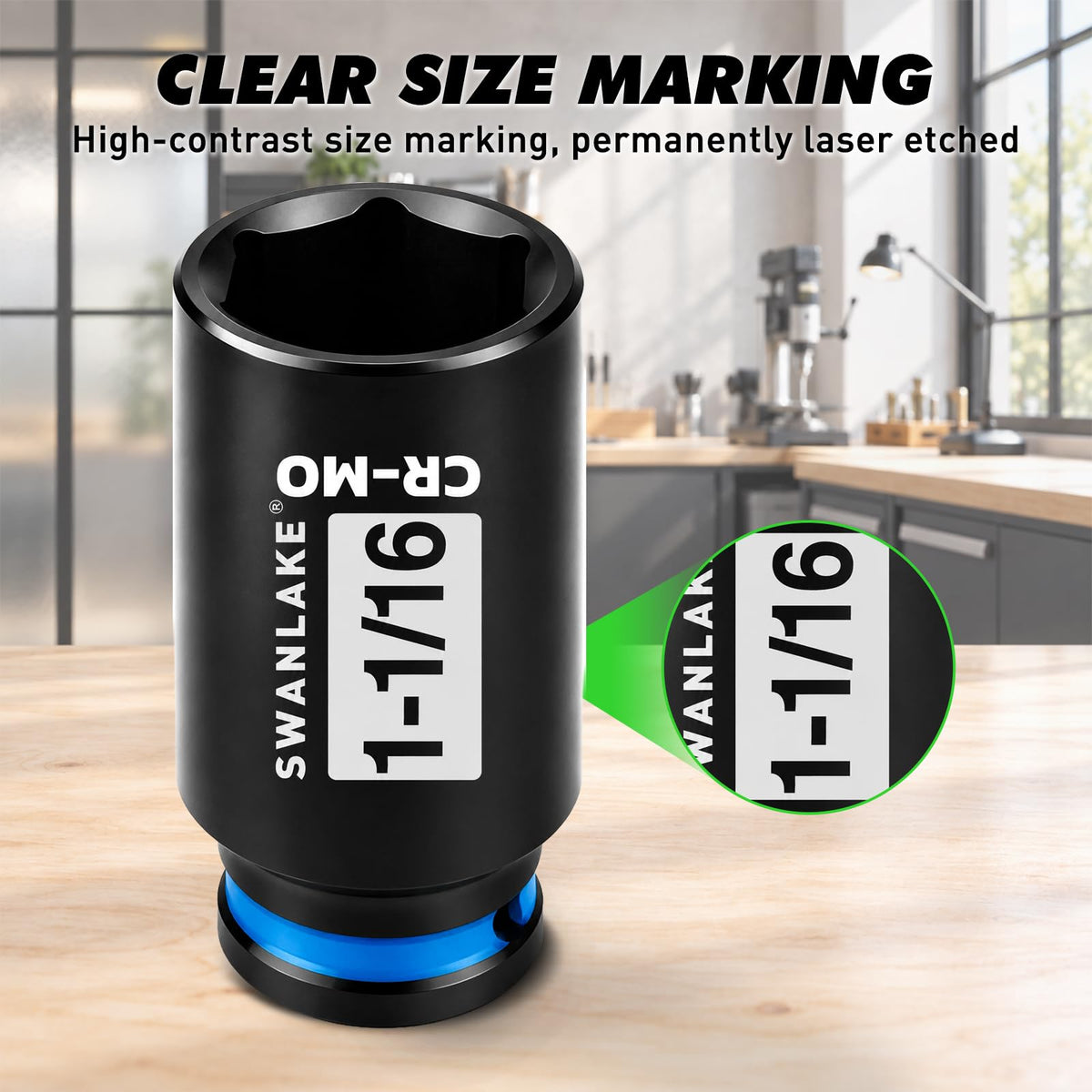 1-1/16” Socket 1/2-inch Drive Deep Impact Axle Nut Socket