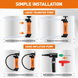 HORUSDY Multi-Use Siphon Transfer Pump Kit Hand Fuel Pumps for Gas Oil Water with Air Hose, Portable Manual Fuel Transfer Pump for Boat, Car, RV, Emergency, Lawn Mower Fluid Drainage