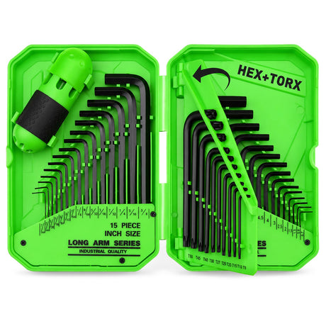 41-Piece Hex Key Allen Wrench Set, Allen Key with Ergonomic Torque Handle, SAE(0.028"-3/8"), Metric(0.7mm-10mm), Torx(T9-T50), Heat Treated Cr-V Steel Wrench Set for Bicycles with 3-Layer Storage Case