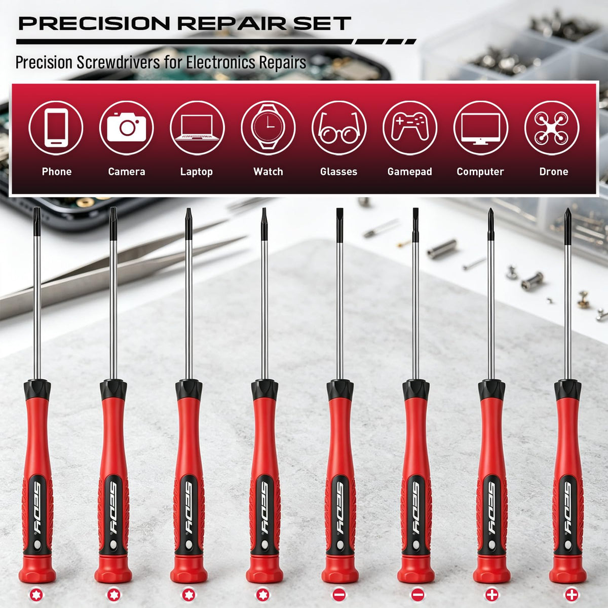 101-Piece Magnetic Screwdriver Set with 60 Bits, Ratchet and Storage Rack
