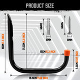 HORUSDY 6 Pack 8 Inch Heavy Duty Garage Hooks, Wall Mount Storage Hangers for Ladder, Bike, Hose, Tools, Holds up to 30LBS, Large Utility Hooks with Screws & Anchors, 7.5" x 7.68"