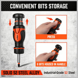 HORUSDY Magnetic Portable Screwdriver Bit Set: 8-in-1 Ratcheting Screw Driver Includes 1/4”Bit Driver Holder, 7 Screwdriver Bits with Phillips, Slotted, Square, Hex, for Garage & Daily Repair