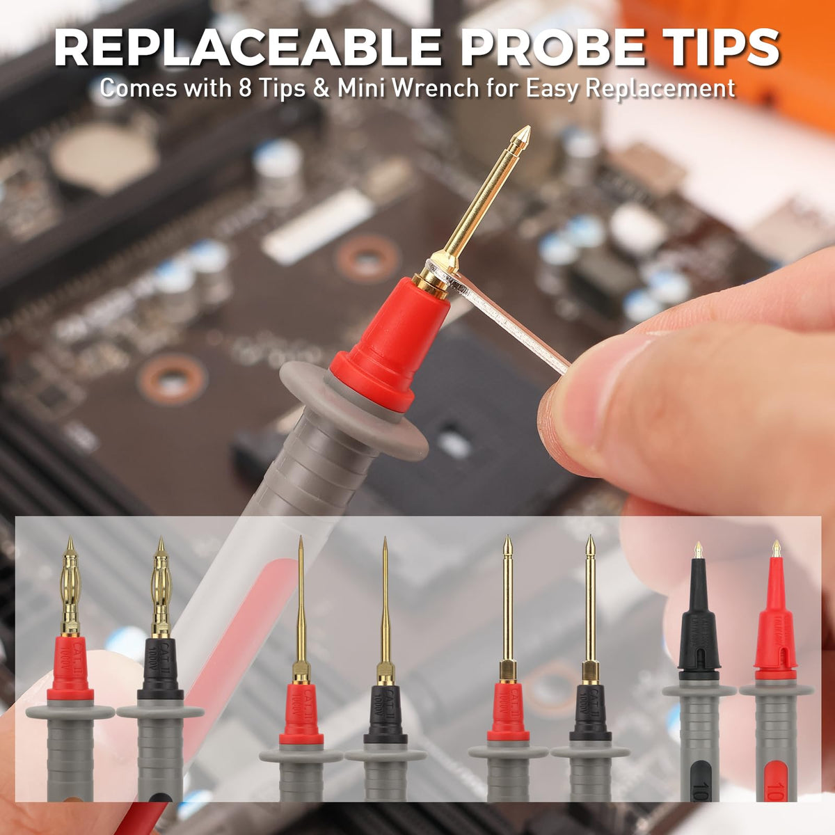 29-Piece Multimeter Test Leads Set, CAT.III 1000V / CAT.IV 600V Multimeter Probes with Alligator Clips, Piercing Probes, Needle Probe, Replaceable Probe Accessories, Soft PVC Volt Meter Lead