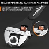 HORUSDY 3-Piece Adjustable Spud Wrench Set, 10", 12", 16", CR-V Steel, SAE & Metric Scale, Black Oxide Finish, Heavy Duty Wrenches for Construction, Mechanical Repair, DIY and Outdoor Projects