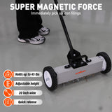 HORUSDY 18-Inch Rolling Magnetic Sweeper with Wheels, Magnet Pickup Sweeper, Push-Type Nail Magnet Sweeper for Workshop, Garage, and Yard Cleanup