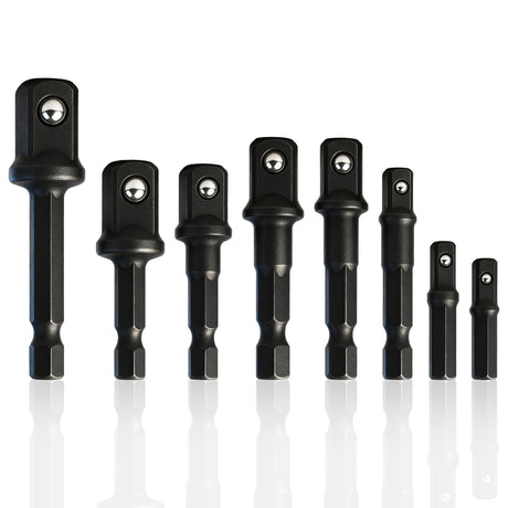 8-Piece Impact Sockets Adapter Sets, Hex Shank 1/4" 3/8" 1/2"