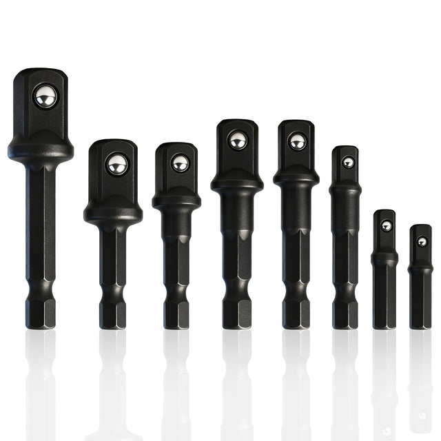8-Piece Impact Sockets Adapter Sets, Hex Shank 1/4" 3/8" 1/2"