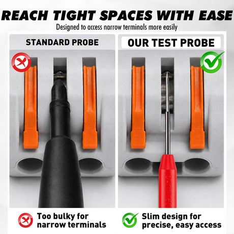 4-Piece 2mm Multimeter Needle Test Probes, CAT II 600V 10A Insulation Piercing Extended Needle, Stainless Steel Extra Thin Electrical Multimeter Probe for Automotive