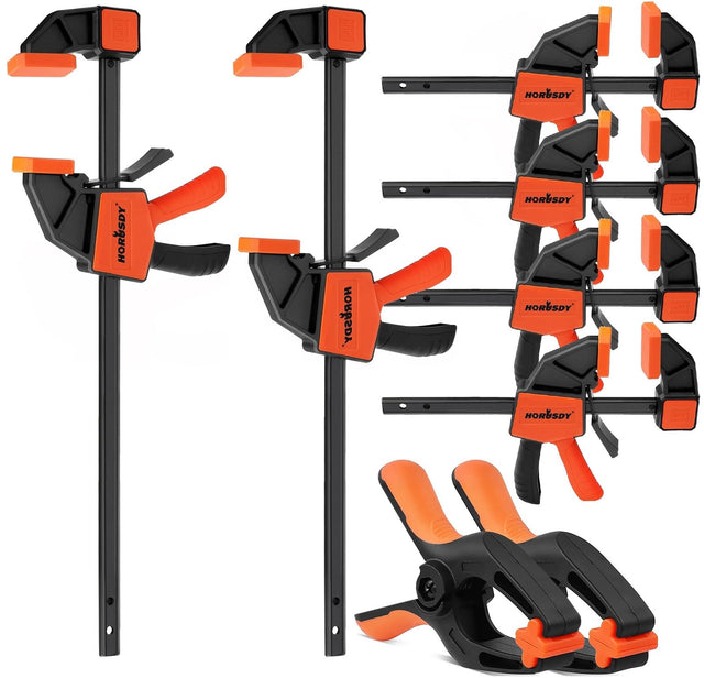 HORUSDY 8-Pack Bar Clamps for Woodworking, 12" and 6" Bar Clamps, Wood Working Clamp Sets, Quick Clamps F Clamp with 150 LBS Load Limit (8-Pack Wood Clamps)