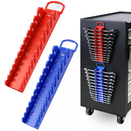SWANLAKE 2-Piece Magnetic Wrench Organizer Toolbox Holder, SAE (1/4'' to 15/16''), Metric (6mm to 24mm) Ratchet Wrench Organizers, Total Hold 24 Slots Wrenches Holder for Tool Box