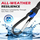 5-Piece 24 Inch Bungee Cords with Carabiner Hooks, Heavy Duty Rubber Elastic Tie Down Straps, Bungee Cord with Carabiner Clips for Cargo, Truck Bed, Camping, Motorcycle and Outdoor Use (Blue)