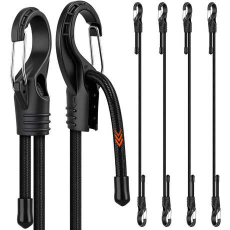 HORUSDY Adjustable Bungee Cords with Hooks, 4-Pack