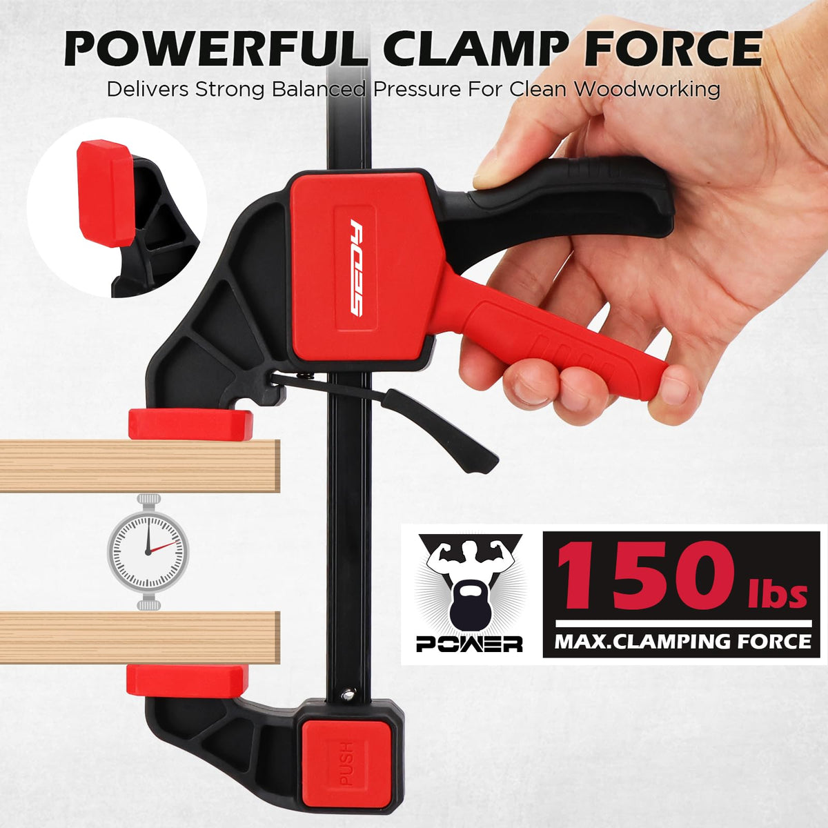 6-Pack 6 Inch Bar Clamps for Woodworking with Clamp Connector, 6" Quick-Release Wood Clamps with 150 LBS Load Limit, Trigger Clamp Set, One-Handed Clamps/Spreader Ideal for Woodworking DIY Projects