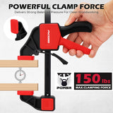 6-Pack 6 Inch Bar Clamps for Woodworking with Clamp Connector, 6" Quick-Release Wood Clamps with 150 LBS Load Limit, Trigger Clamp Set, One-Handed Clamps/Spreader Ideal for Woodworking DIY Projects