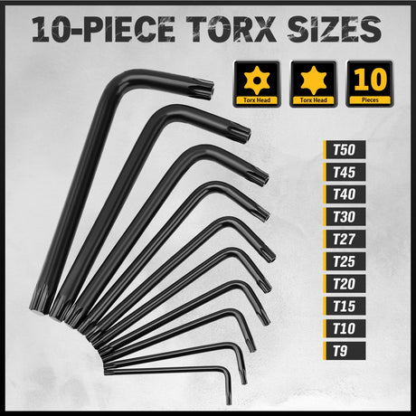 Hex Key Allen Wrench Set: 41-Piece Hex and Torx Key Set with Torque Handle, Standard SAE(0.028"-3/8") & Metric(0.7mm-10mm) & Torx(T9-T50) in Storage Case, Heat Treated Chrome Vanadium Steel