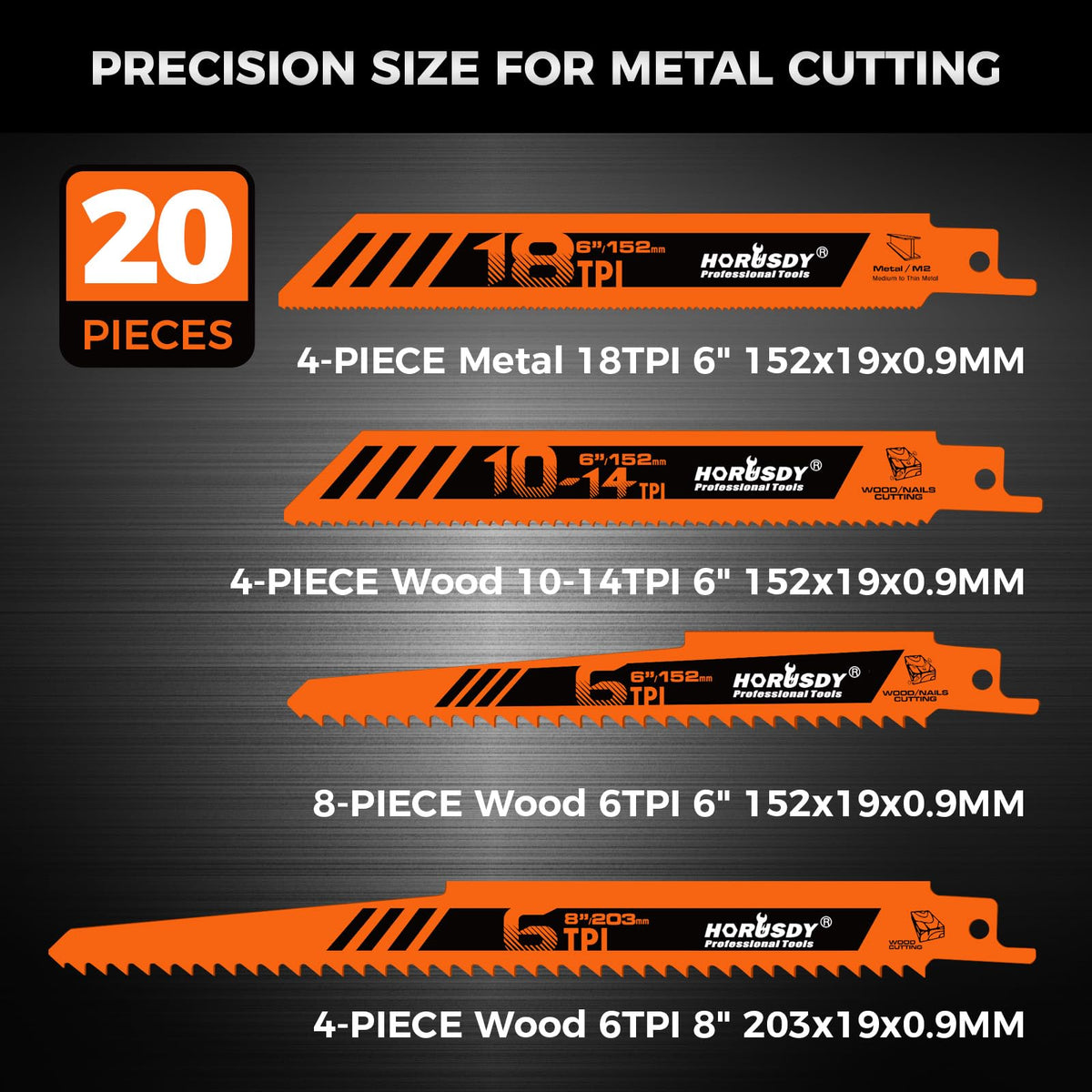 HORUSDY Reciprocating Saw Blade Set with Storage Case
