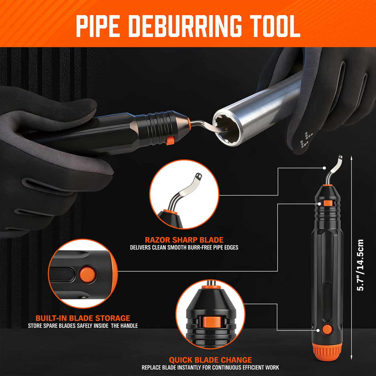 HORUSDY 4-Piece Ultimate Tube Cutter Set, Heavy Duty Pipe Cutter 1/4"-2", Mini Tubing Cutter 1/8"-7/8", Deburring Tool & Inner Outer Reamer for Copper, PVC, Aluminum Plumbing & HVAC Pipes