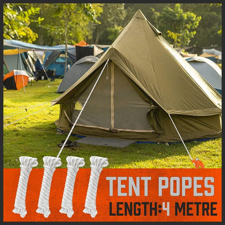 HORUSDY 20 Pack 20CM / 8-Inch Heavy Duty Tent Stakes Awning Pegs Camping Stakes with 4 x 13ft Rope & 1 Stopper T Pull Hook