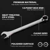 15-Piece SAE Combination Wrench Set, 1/4''–1'' 12-Point Open End and Box End Wrench Kit with Organizer, Chrome Vanadium Steel Tools for Mechanics, Garages and Workshops