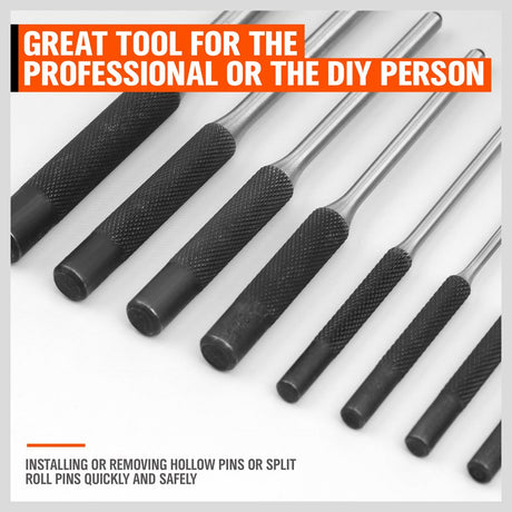HORUSDY 9 Pieces Roll Pin Punch Set, Removing Repair Tool with Holder for Automotive, Watch Repair, Jewelry and Craft