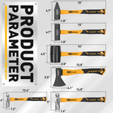 ELEAD 6-Piece Mallet Hammer Set, Fiberglass Handle Forge Steel Head, 32oz Rubber Mallet & Ball Peen Hammers, 16oz Ball Peen Hammer, 3LB Sledge & Cross Peen Hammers, 600g Wood Split Axe