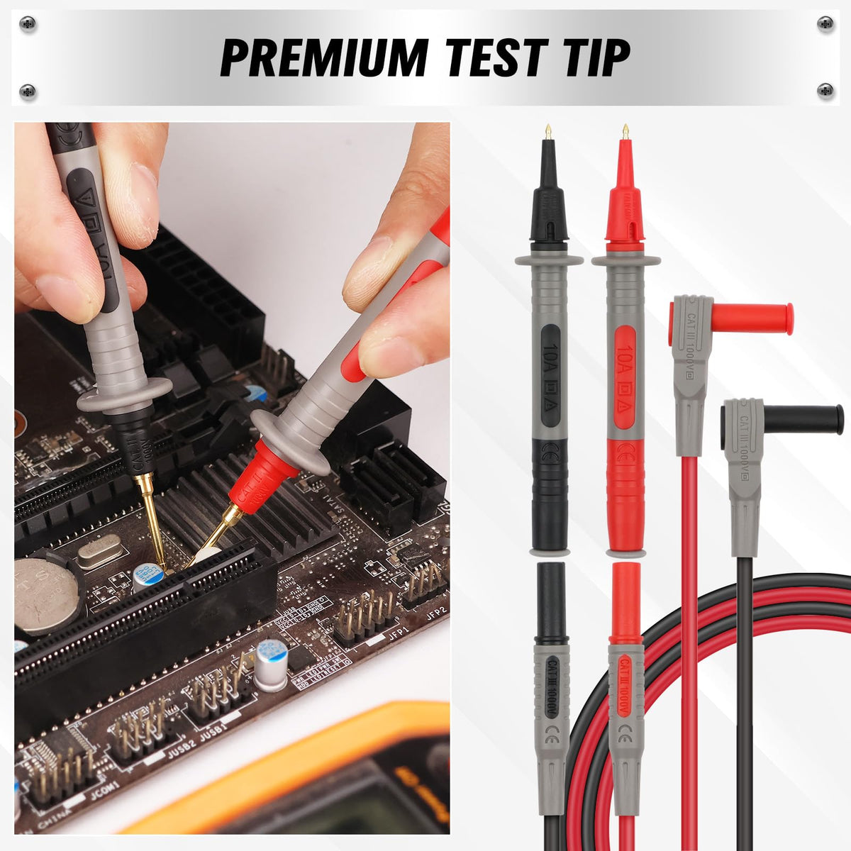 SWANLAKE 27-Piece Multimeter Test Leads Set, CAT.III 1000V / CAT.IV 600V Multimeter Probes with Alligator Clips, Needle Probe, Replaceable Probe Accessories, Soft PVC Volt Meter Lead