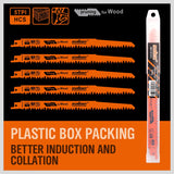 5-Pack 9-Inch Wood Pruning Reciprocating Saw Blades, 5TPI HCS Carbon Steel Sawzall Blades for Fast Cutting Green Wood, Branches & Plastic - Includes Storage Case