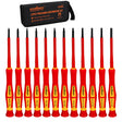 HORUSDY 12-Piece Precision Screwdriver Set, 1000V Insulated Electrician Screwdrivers with Magnetic Tips & Rotatable Top Cap, Phillips PH0/PH00, Slotted 1.8–3mm & Torx T5–T10 with Portable Storage Bag