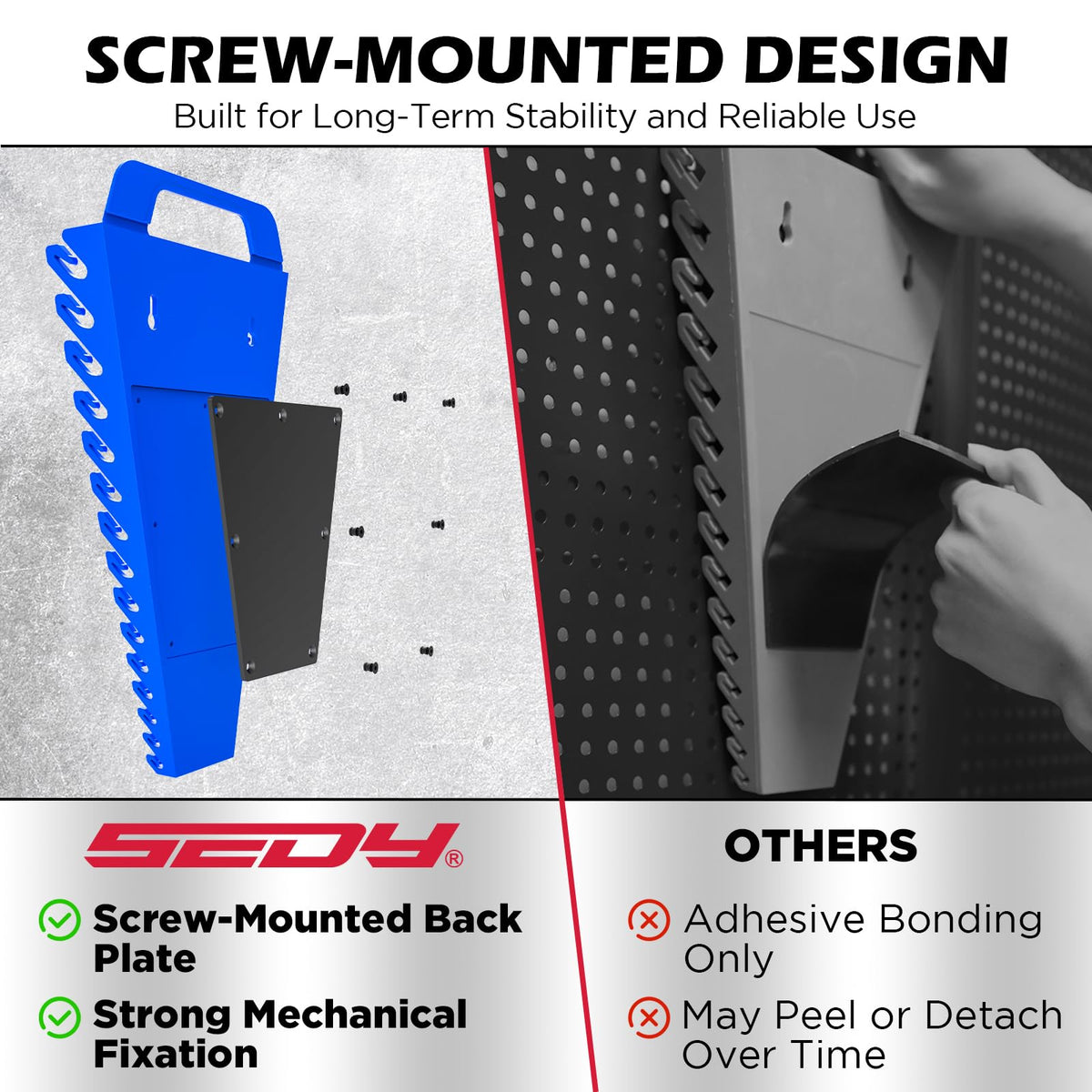 2-Pack Magnetic Wrench Organizer with Non-Slip Handle, 24-Slot Heavy-Duty Wrench Rack Holders for Toolbox & Drawer Storage, Fits SAE 1/4"-1-1/16" and Metric 6mm-24mm Wrenches