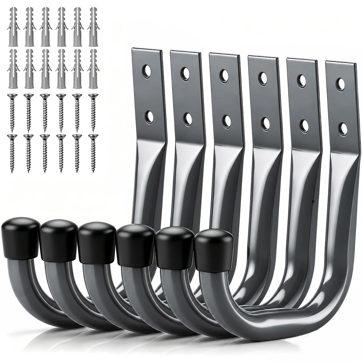 HORUSDY Heavy Duty Metal Wall Hooks, 6-Pack