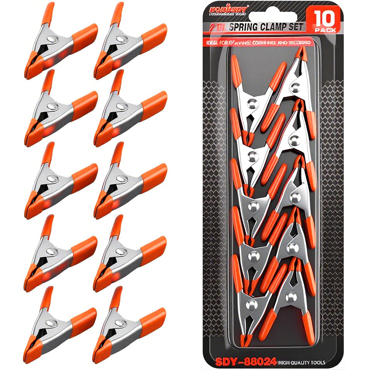 HORUSDY 10-Piece 2 inch Small Spring Clamp, Spring Metal Spring Clamps, 3/4"-inch Jaw opening