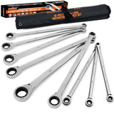 HORUSDY 9-Piece Extra Long Ratcheting Wrench Set, Double Box End Wrench Set with Tool Bag & Box, Metric 8-22mm, CR-V Steel