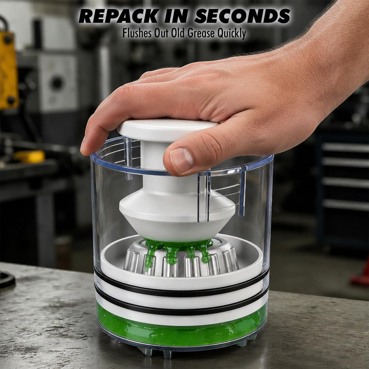 Premium Bearing Packer Kit, Portable Handy Wheel Bearing Packer Tool, Effortlessly Flushes Old Grease and Repacks Wheel Bearings
