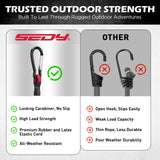 5-Piece 24 Inch Bungee Cords with Carabiner Hooks, Heavy Duty Rubber Elastic Tie Down Straps, Bungee Cord with Carabiner Clips for Cargo, Truck Bed, Camping, Motorcycle and Outdoor Use (Red)