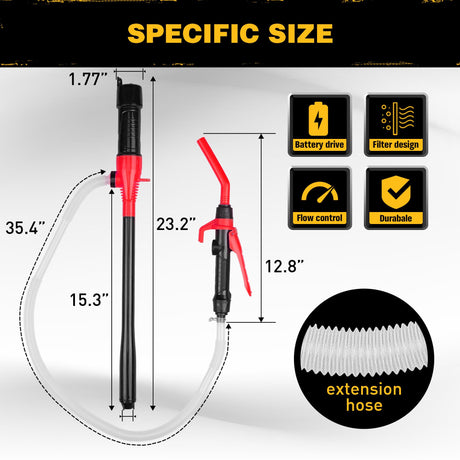 ELEAD Portable Battery Powered Pump - Red Electric Fuel/Water Transfer Pump 2.4 GPM, Liquid Siphon Pump with Adjustable Flow Control, Gas Pump with Filter Design, Gas Can Pump Ideal