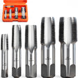HORUSDY 5-Piece NPT Pipe Tap Kit with Heavy-Duty Storage Case, Premium Carbon Steel Threading Tools, 1/8"–3/4" Tapered Pipe Taps for Fast, Clean & Reliable Plumbing Repairs