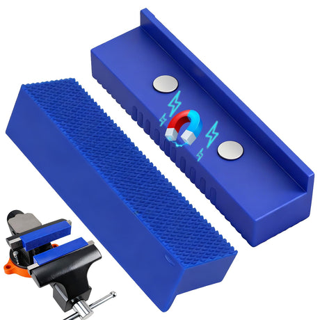 2-Piece 4.5" Magnetic Vise Jaw Pads, TPU Soft Jaw Covers with Waffle Surface, Non-Marring Protective Bench Vise Pads for Bench Vise, Drill Press, Metalworking and Woodworking